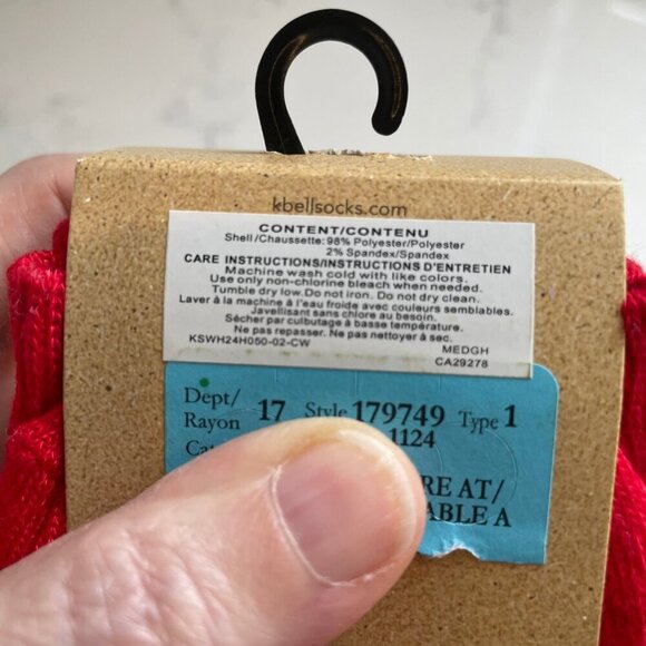 K. Bell Womens 2 Pairs Theme Polyester Spandex Socks Red Wht Grey Blk Sz OS NWT - Picture 5 of 6